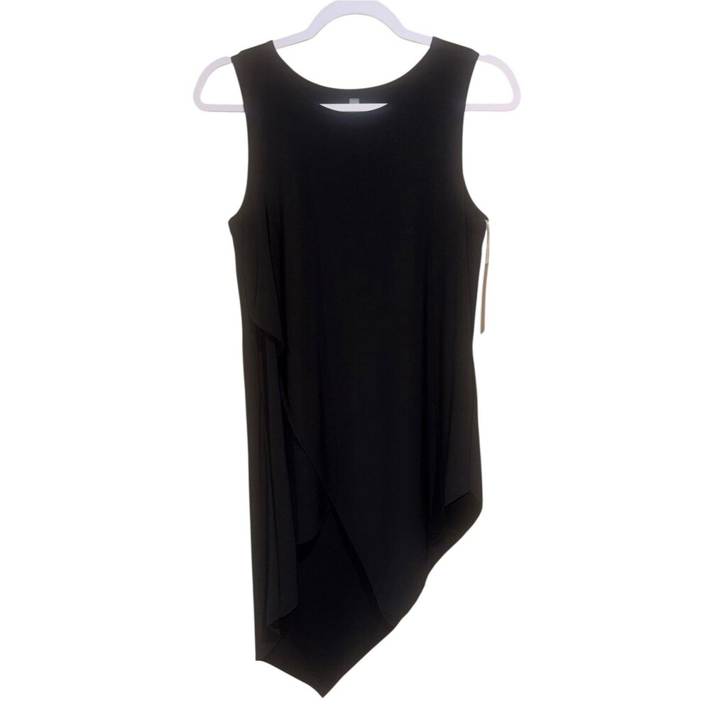 NWT Last Tango Black Tunic Top Lightweight Asymmetrical Hem Sleeveless Blouse XS